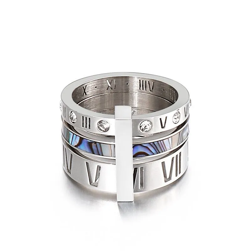 Flash Sale - Three Layers Roman Numerals Diamond Ring Set