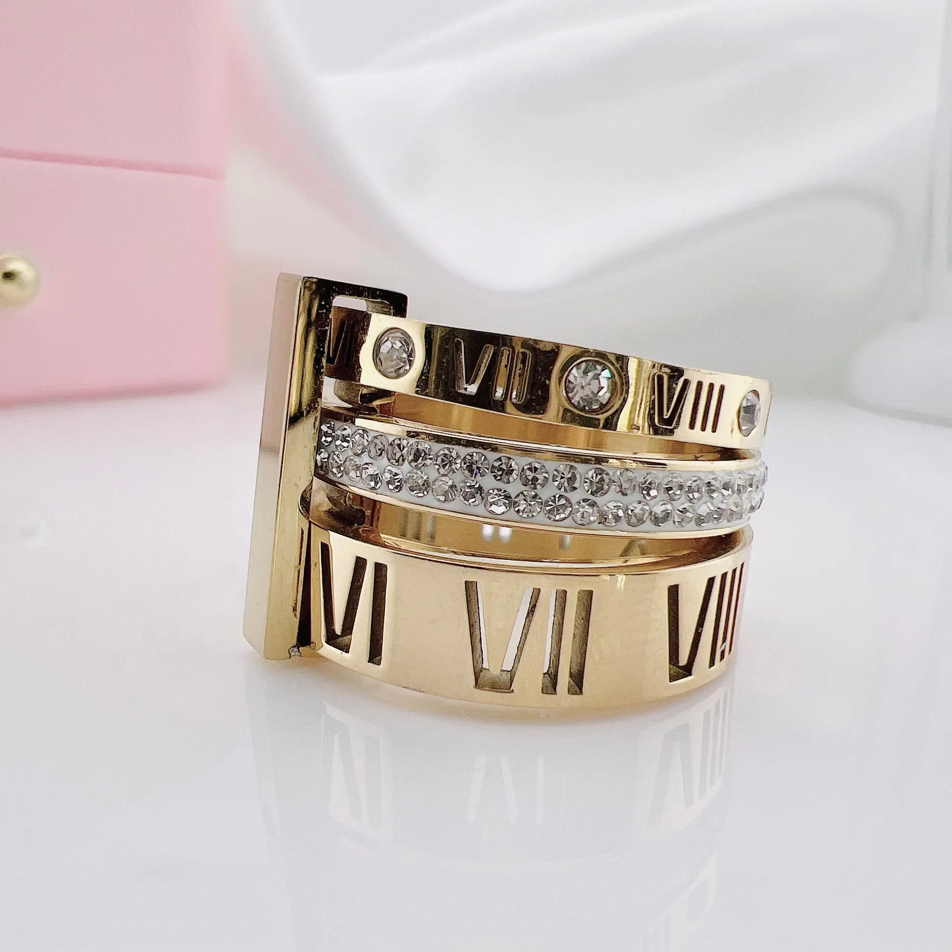 Flash Sale - Three Layers Roman Numerals Diamond Ring Set