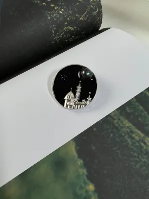 Florence Night Sky Pearl Enamel Silver Brooch