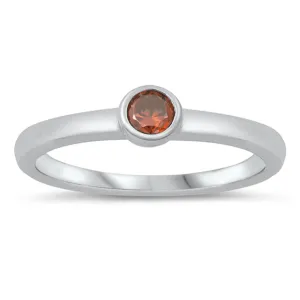 Garnet CZ Simple Circle Beautiful Ring New .925 Sterling Silver Band Sizes 1-5