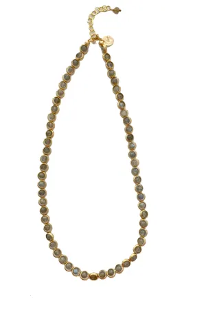 Gemstone Necklace with Antique Gold Rings in Labradorite