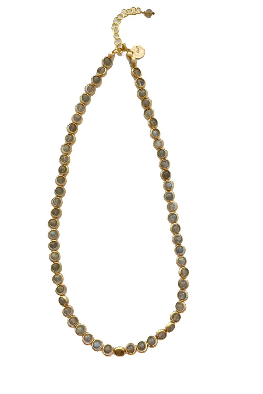 Gemstone Necklace with Antique Gold Rings in Labradorite