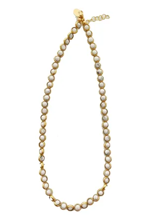 Gemstone Necklace with Antique Gold Rings in White Turquoise