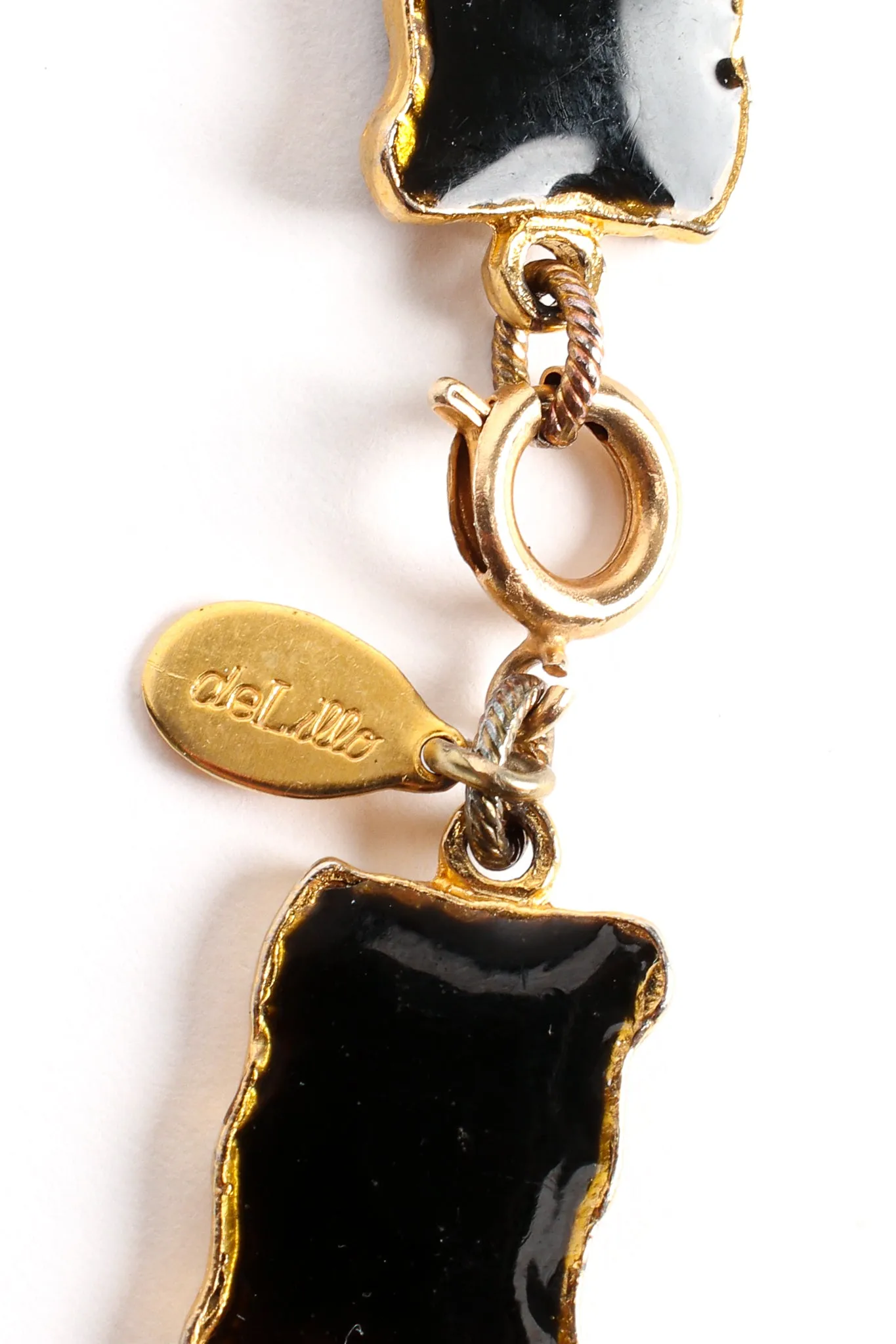 Glass Saucer & Enamel Link Necklace
