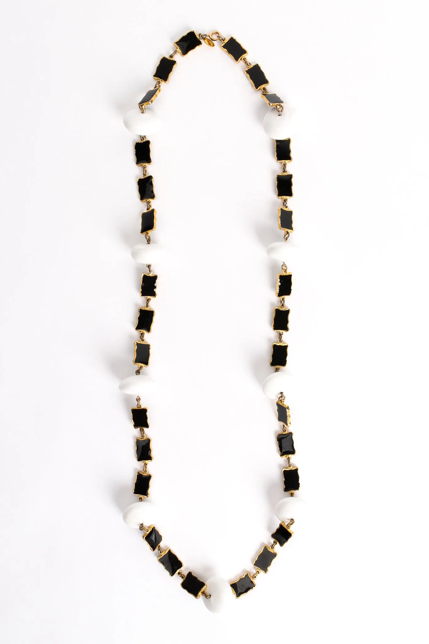 Glass Saucer & Enamel Link Necklace
