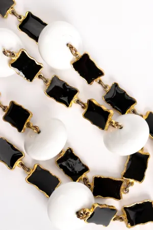 Glass Saucer & Enamel Link Necklace