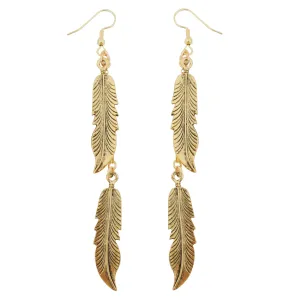 Gold feather earrings