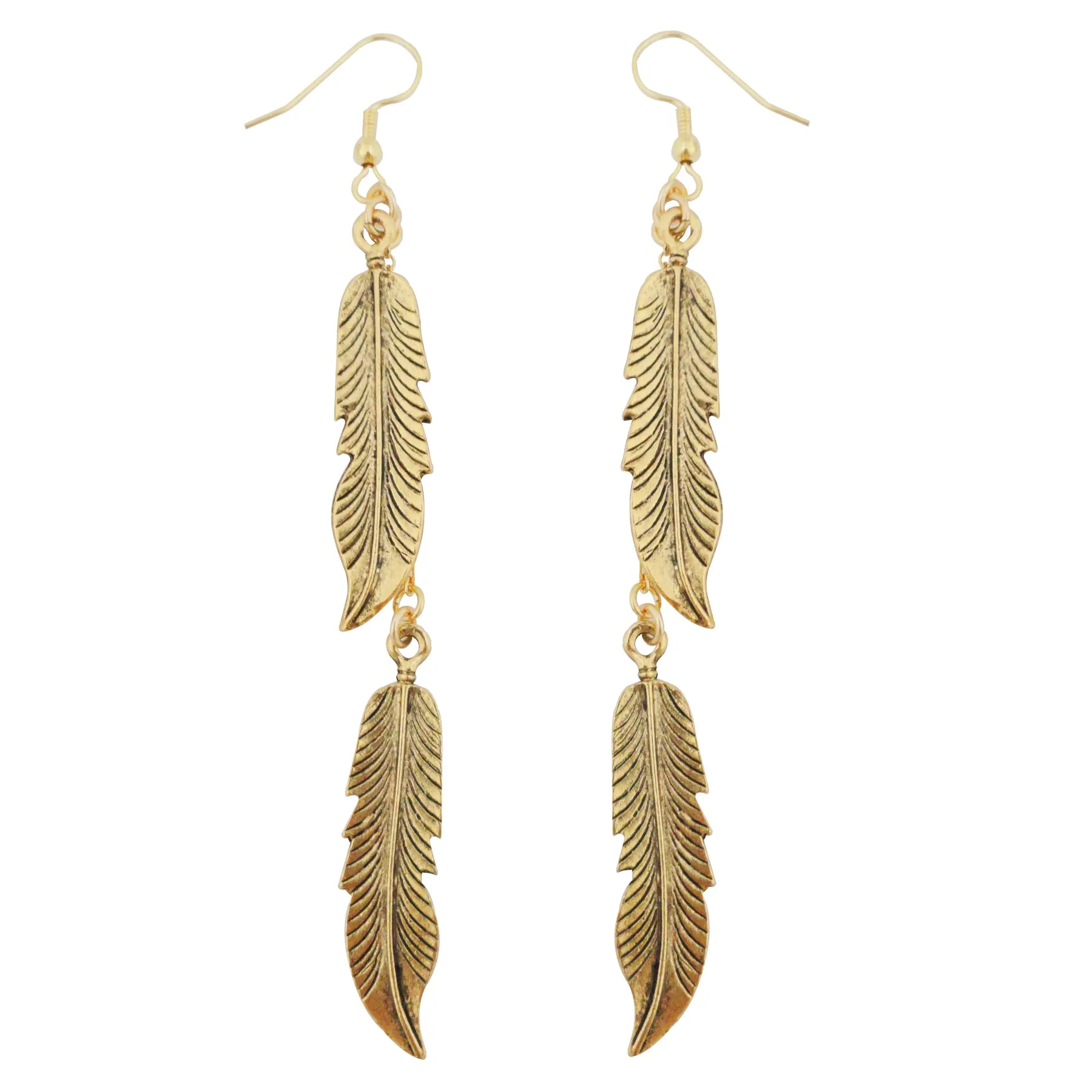 Gold feather earrings