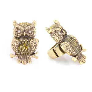 GOLD METAL OWL RING  #FW1202580 (AF18)