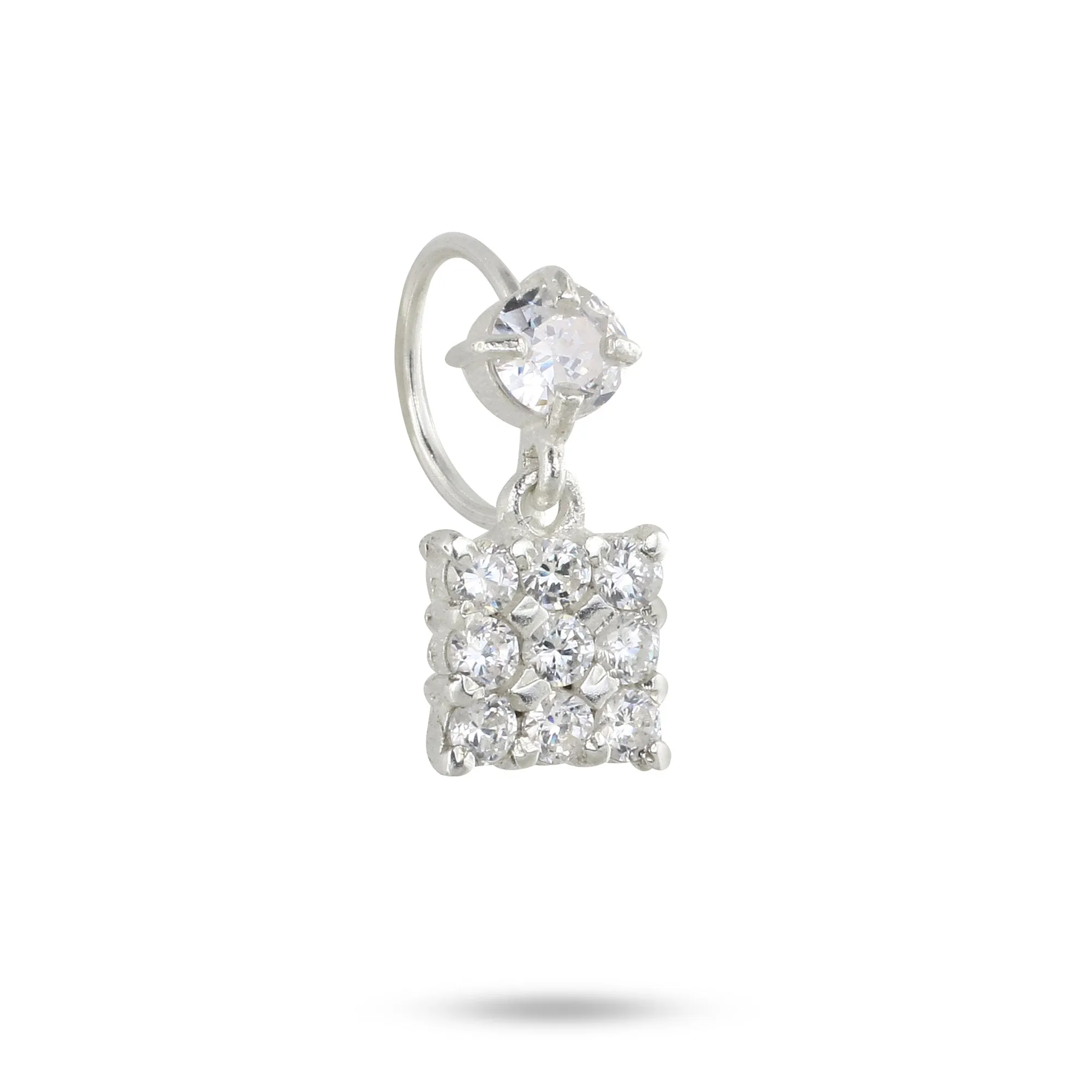 Gold Plated Square Nose Ring with Diamonds