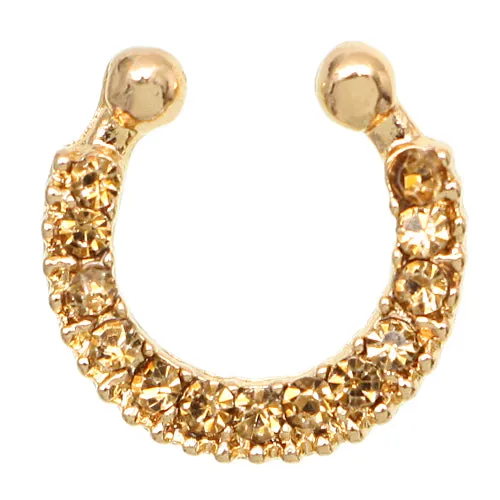 Gold Rhinestone Septum Nose Ring