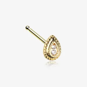 Golden Bali Avice Teardrop Sparkle Nose Stud Ring