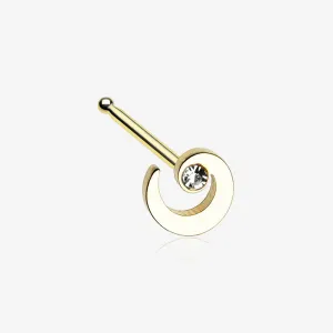 Golden Spiral Swirl Sparkle Nose Stud Ring