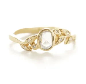 Golden Vine Diamond Leaf Ring