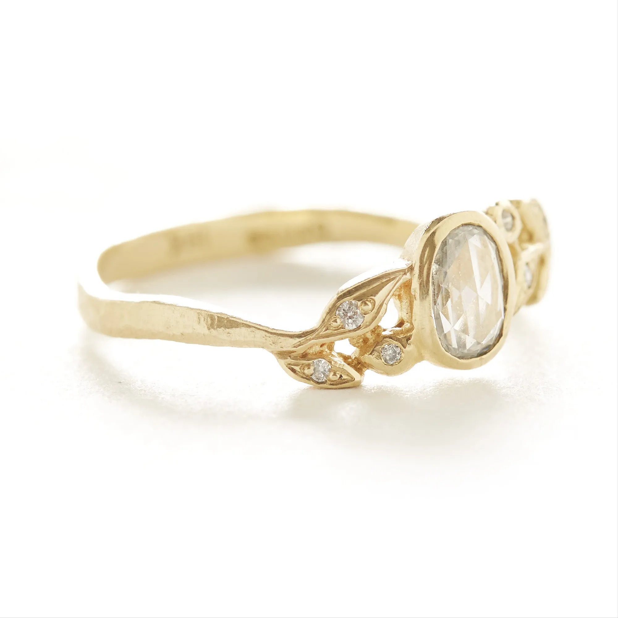 Golden Vine Diamond Leaf Ring