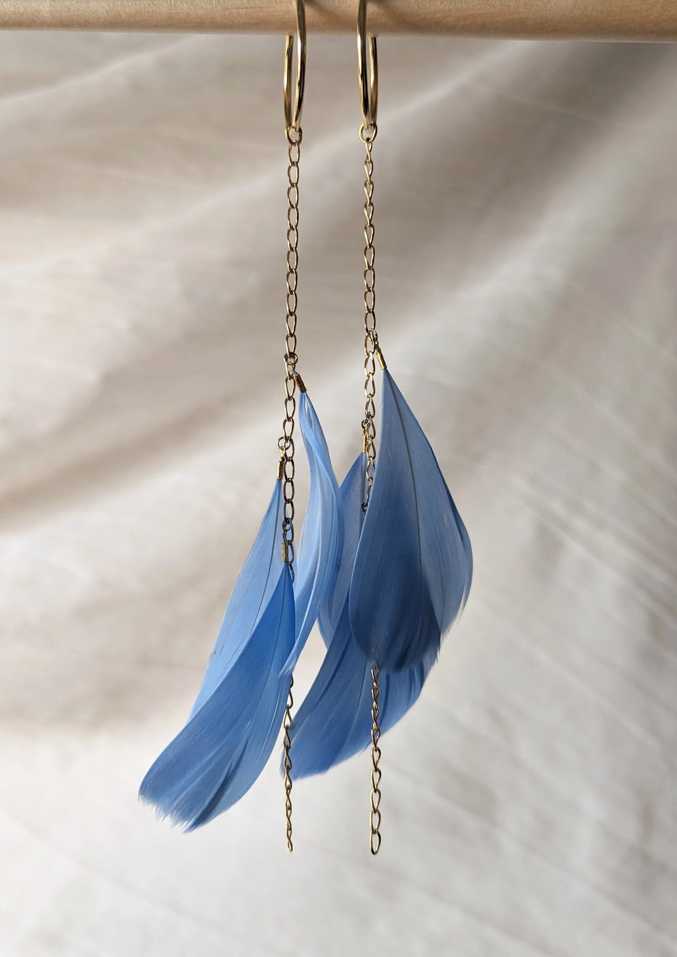 Gouyen Blue Feather Earrings