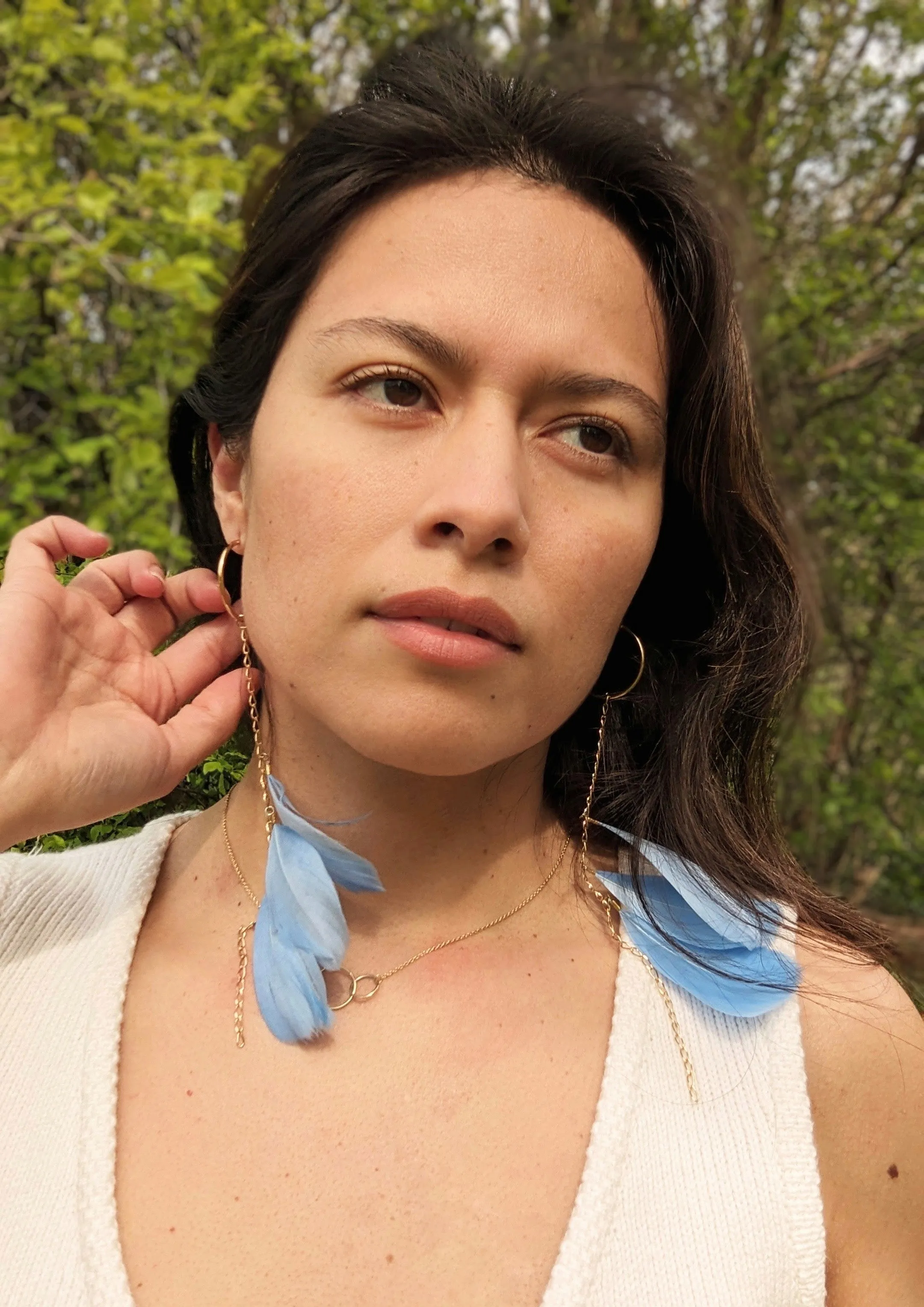 Gouyen Blue Feather Earrings