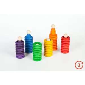 Grapat Nins, Rings, and Coins Set - 6 Rainbow Colours