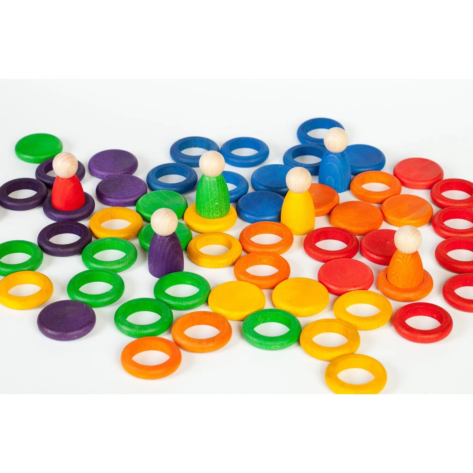 Grapat Nins, Rings, and Coins Set - 6 Rainbow Colours
