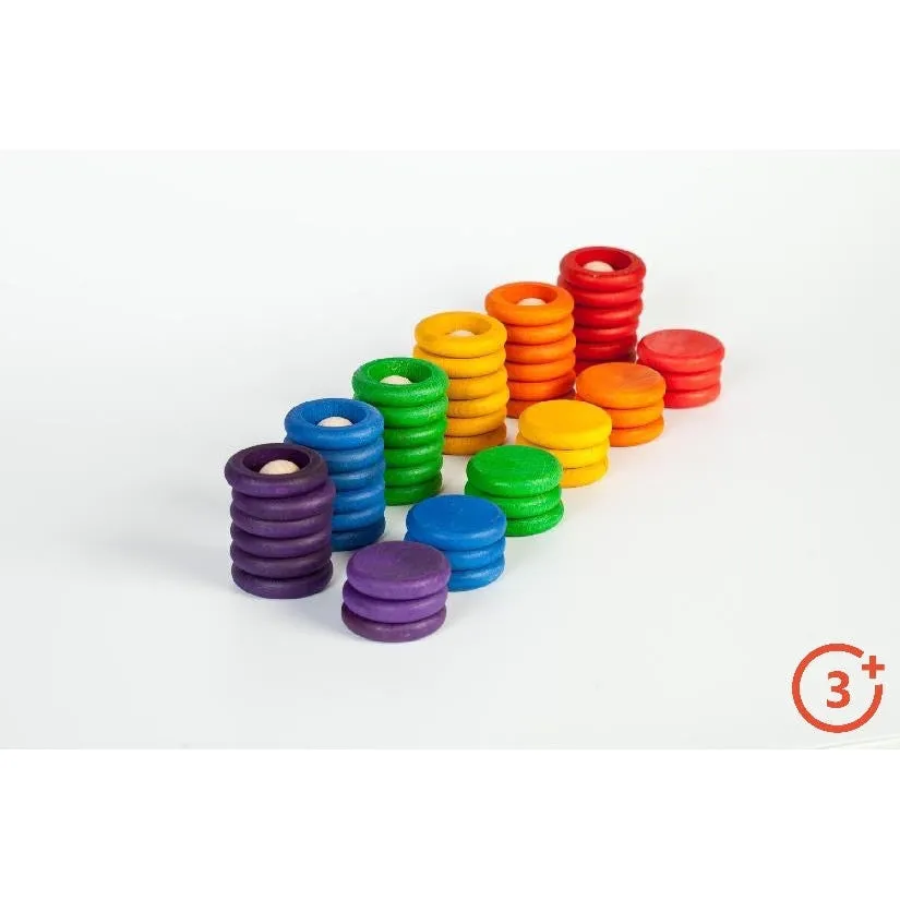 Grapat Nins, Rings, and Coins Set - 6 Rainbow Colours