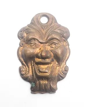 Green man vintage brass Repousse pendant charm