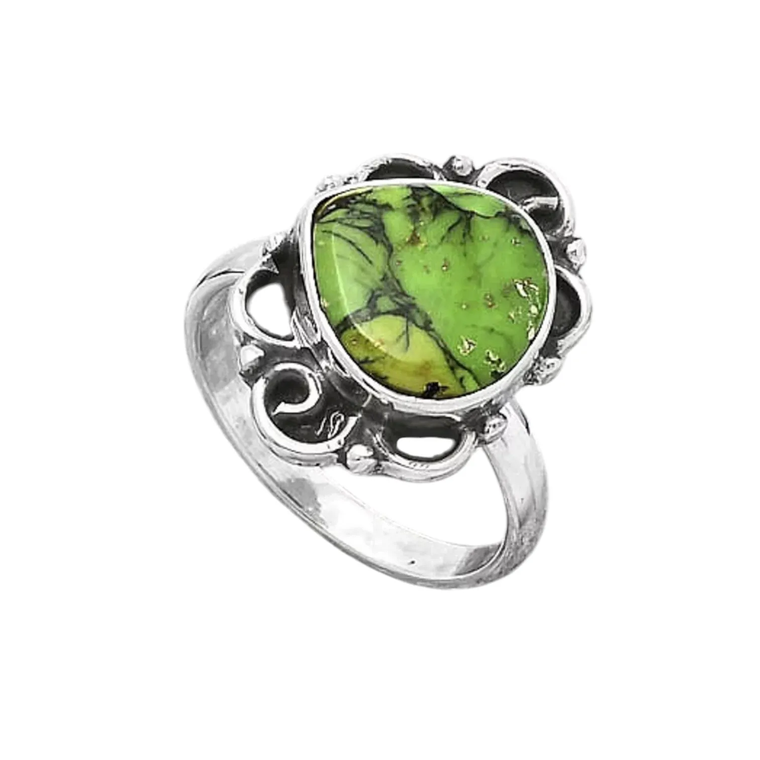 Green Mojave Turquoise Solid 925 Sterling Silver Ring 7