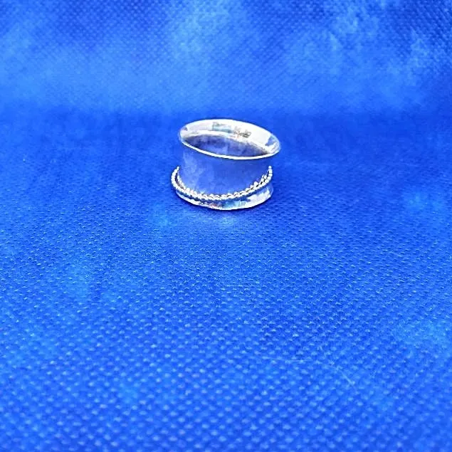 Handcrafted .925 Sterling Silver Spinner Ring with Hammered Texture & Bead Detail | Boho Statement Jewelry