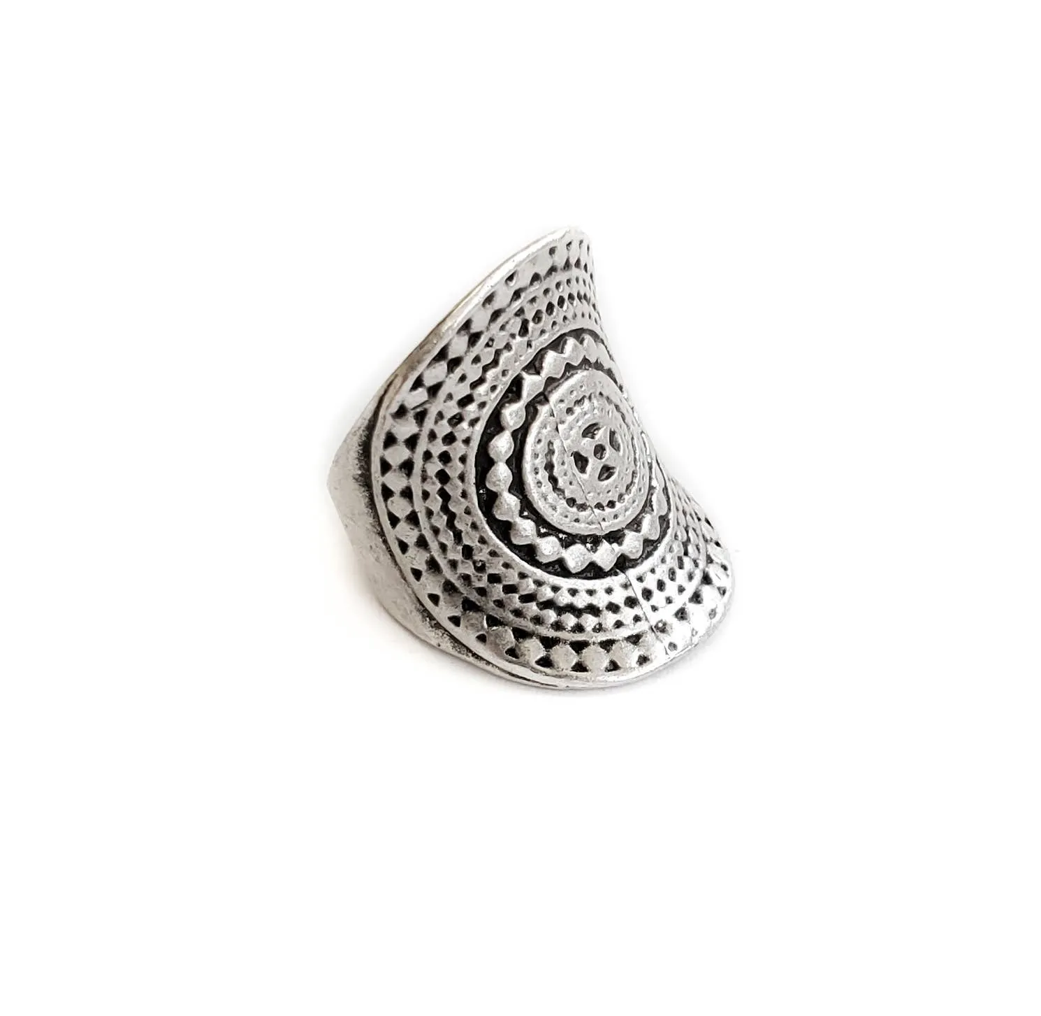 Handmade Boho Brass Ring In Silver Plated - ZRC-021