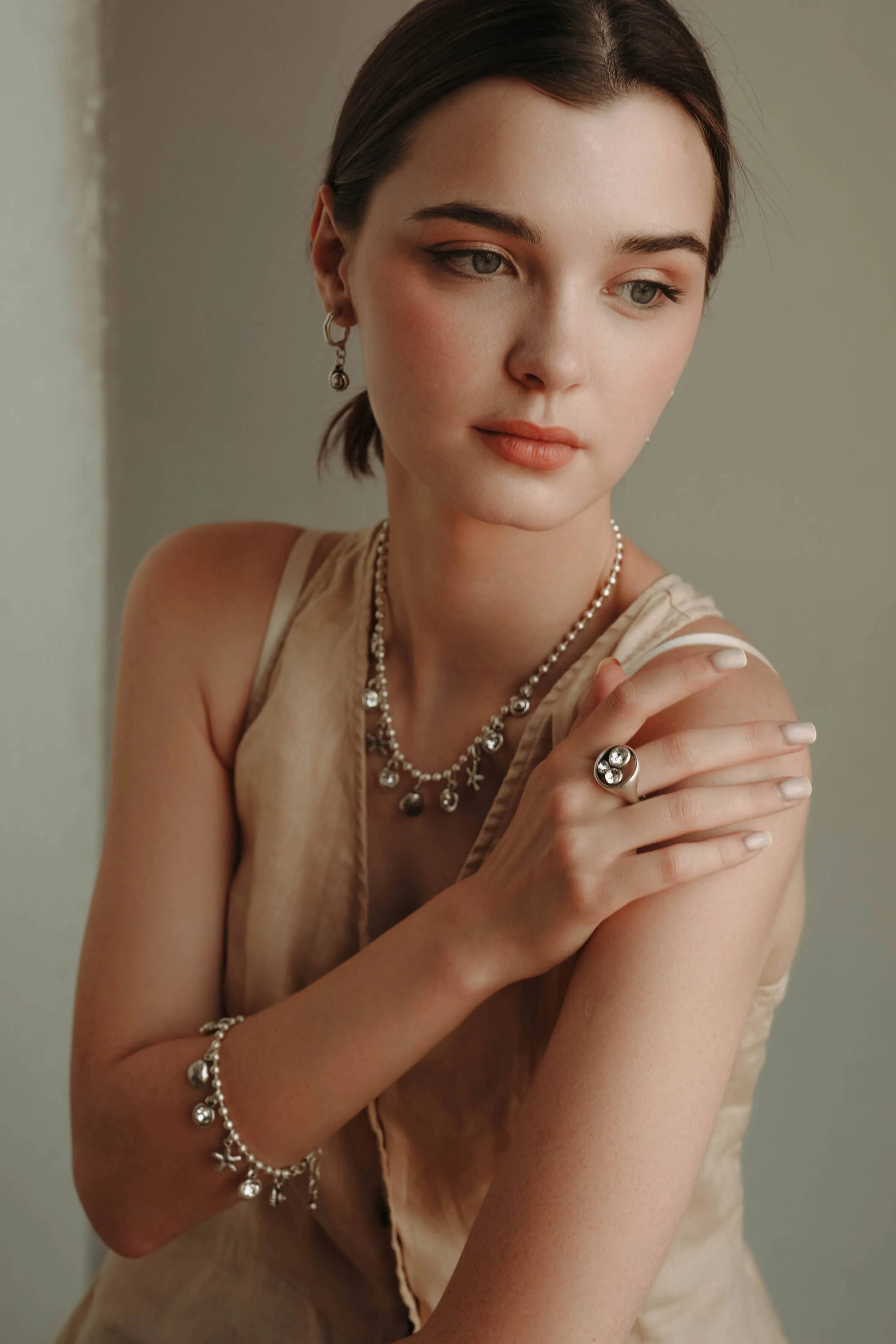 Handmade Crystal Brass Ring - 6827
