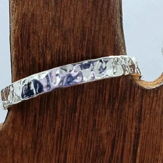 Handmade Delicate Handcrafted Sterling Silver 925 Hammered Ring | Perfect for Stacking