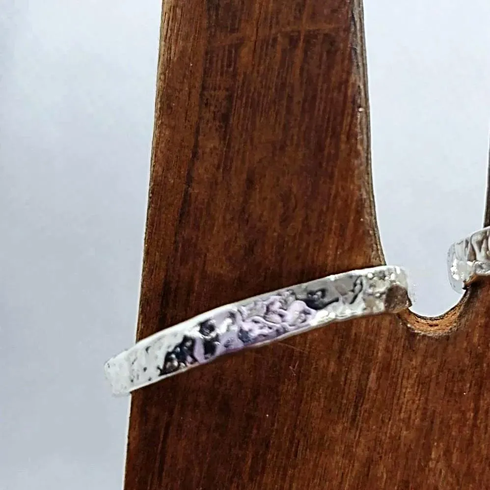 Handmade Delicate Handcrafted Sterling Silver 925 Hammered Ring | Perfect for Stacking