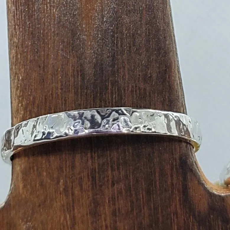 Handmade Delicate Handcrafted Sterling Silver 925 Hammered Ring | Perfect for Stacking