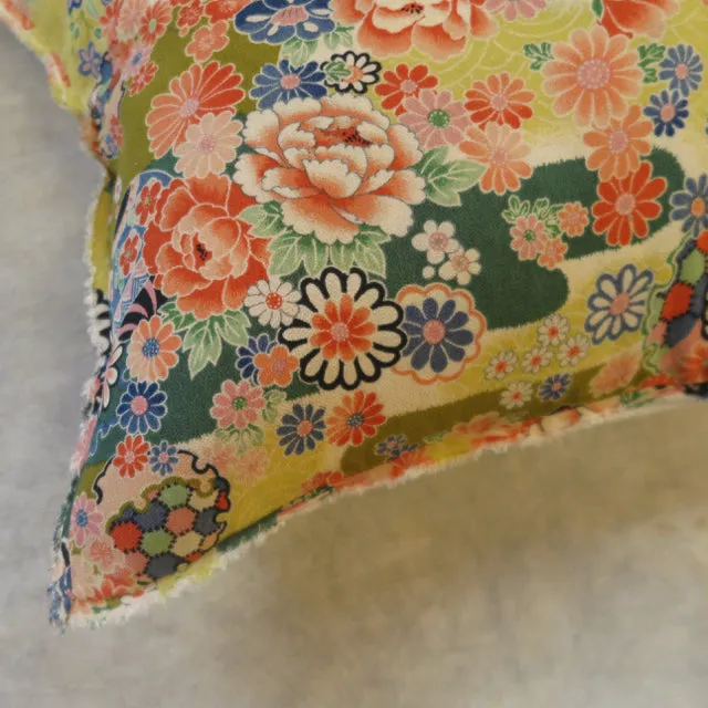 handmade silk kimono - one of a kind pillow