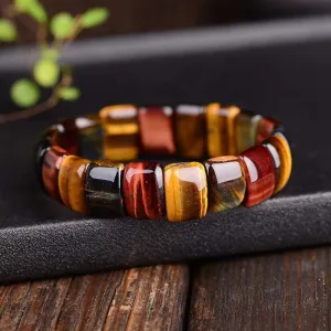 Handmadebynepal Colorful Tiger Eyes Natural Stone Beads Bangles & Bracelets Handmade Jewelry Energy Bracelet for Women or Men