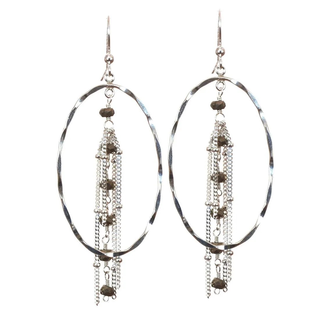 Hannah Pyrite Oval Hoop Earrings