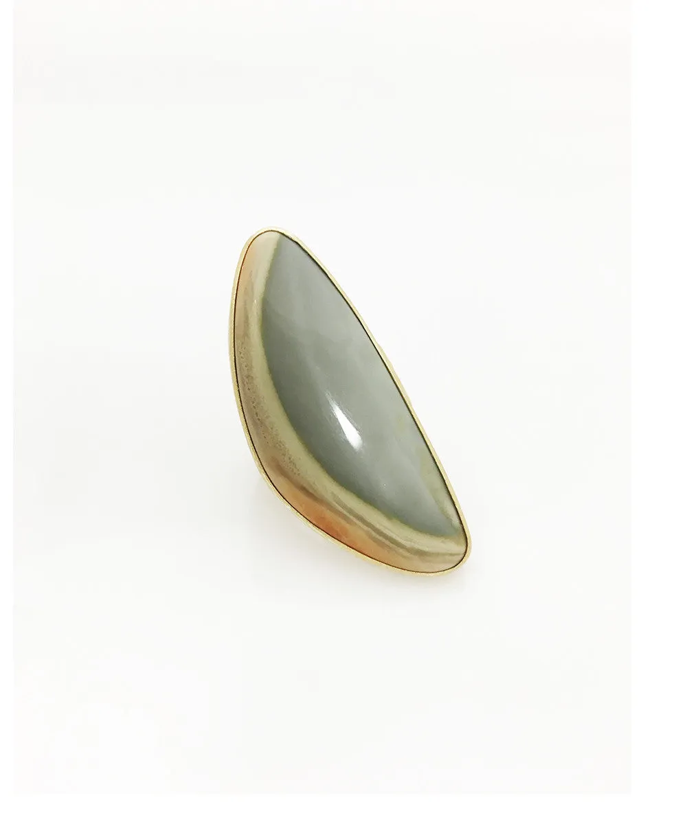 Heather Benjamin | Imperial Jasper Long Sun Bleached Green Ring