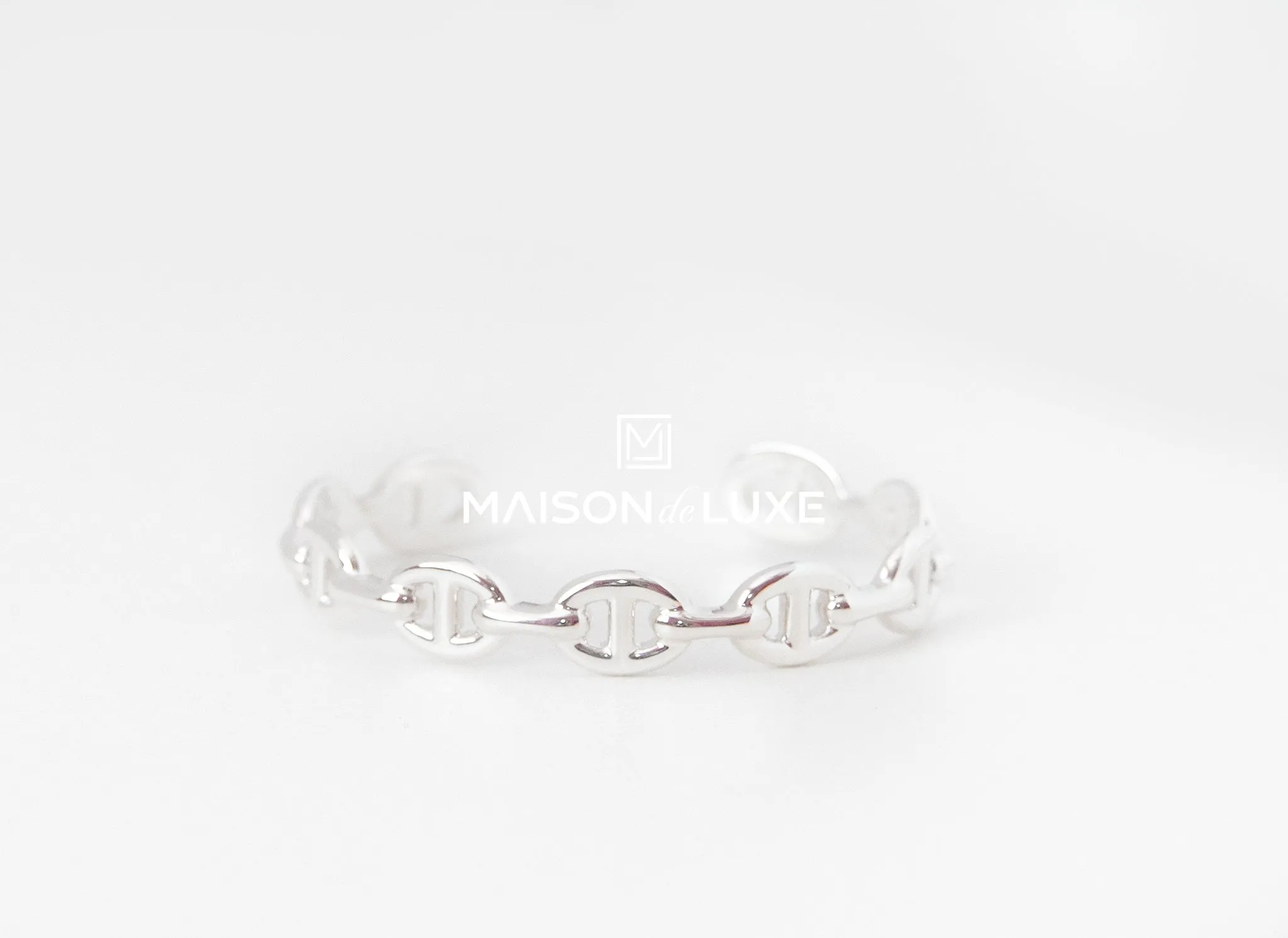 Hermes 925 Silver Chaine d'Ancre Enchainee Bracelet MM ST