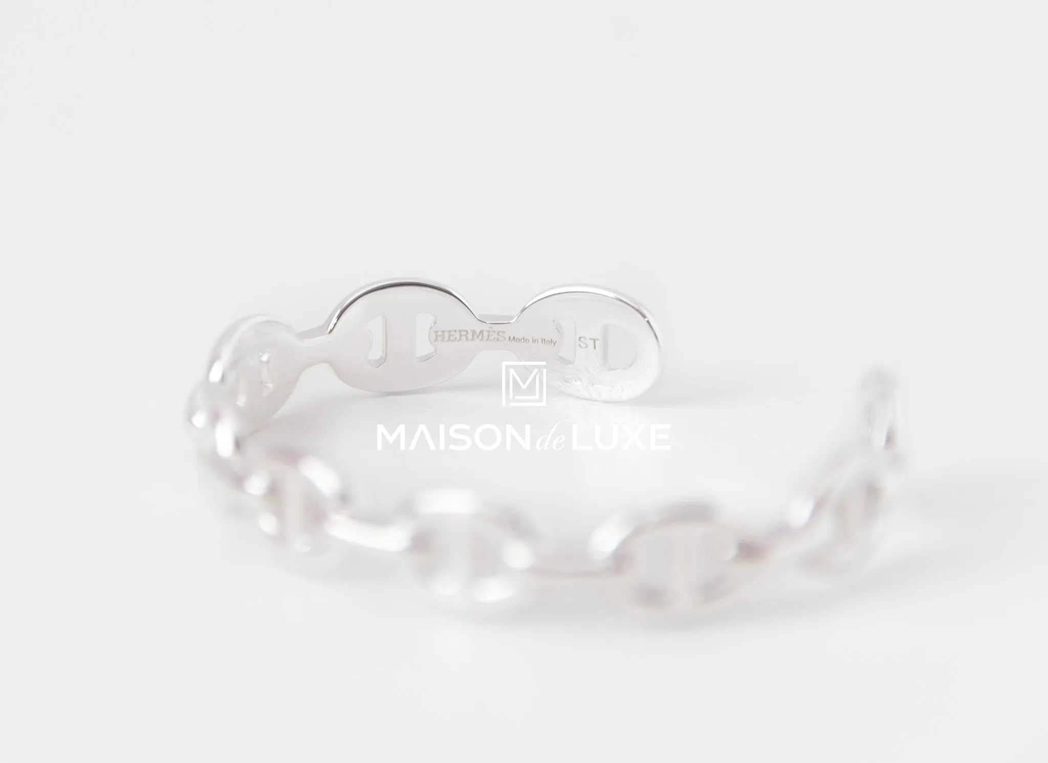 Hermes 925 Silver Chaine d'Ancre Enchainee Bracelet MM ST