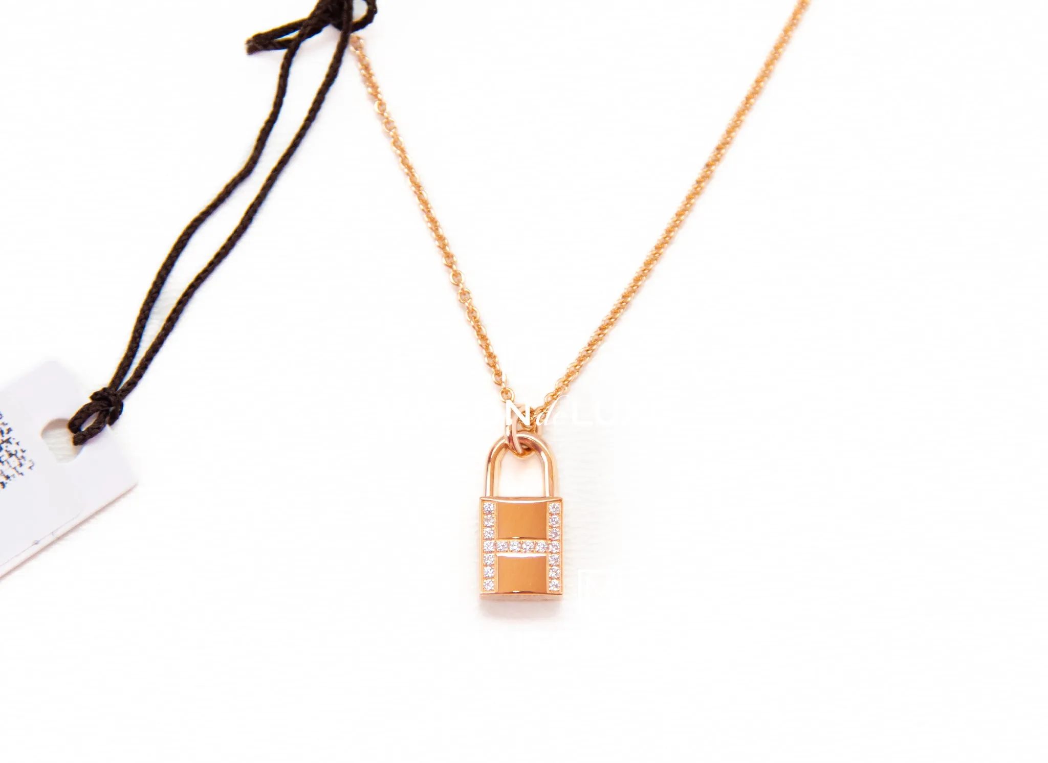 Hermes Rose Gold Amulettes Cadenas Pendant Necklace