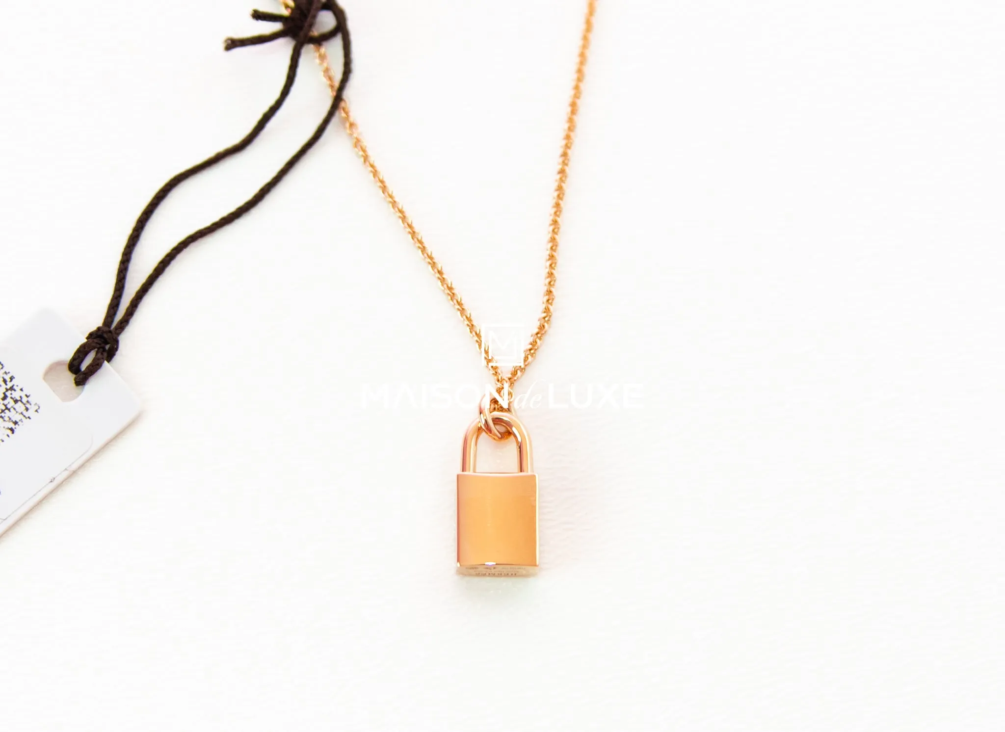 Hermes Rose Gold Amulettes Cadenas Pendant Necklace