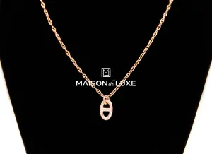 Hermes Rose Gold Diamond New Farandole Pendant Necklace