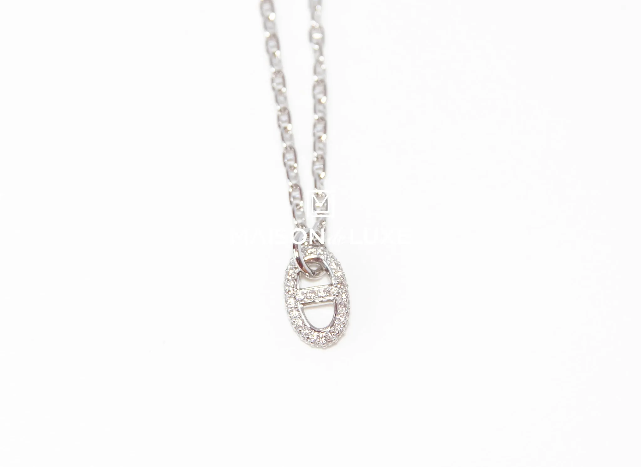 Hermes White Gold Diamond New Farandole Pendant Necklace