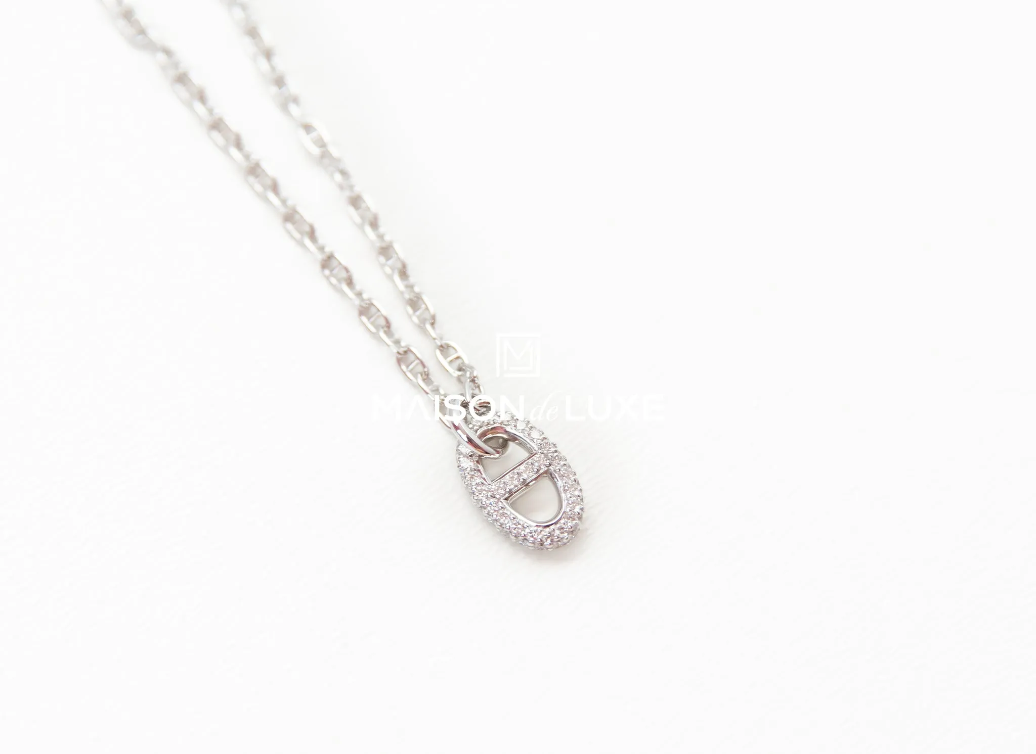 Hermes White Gold Diamond New Farandole Pendant Necklace