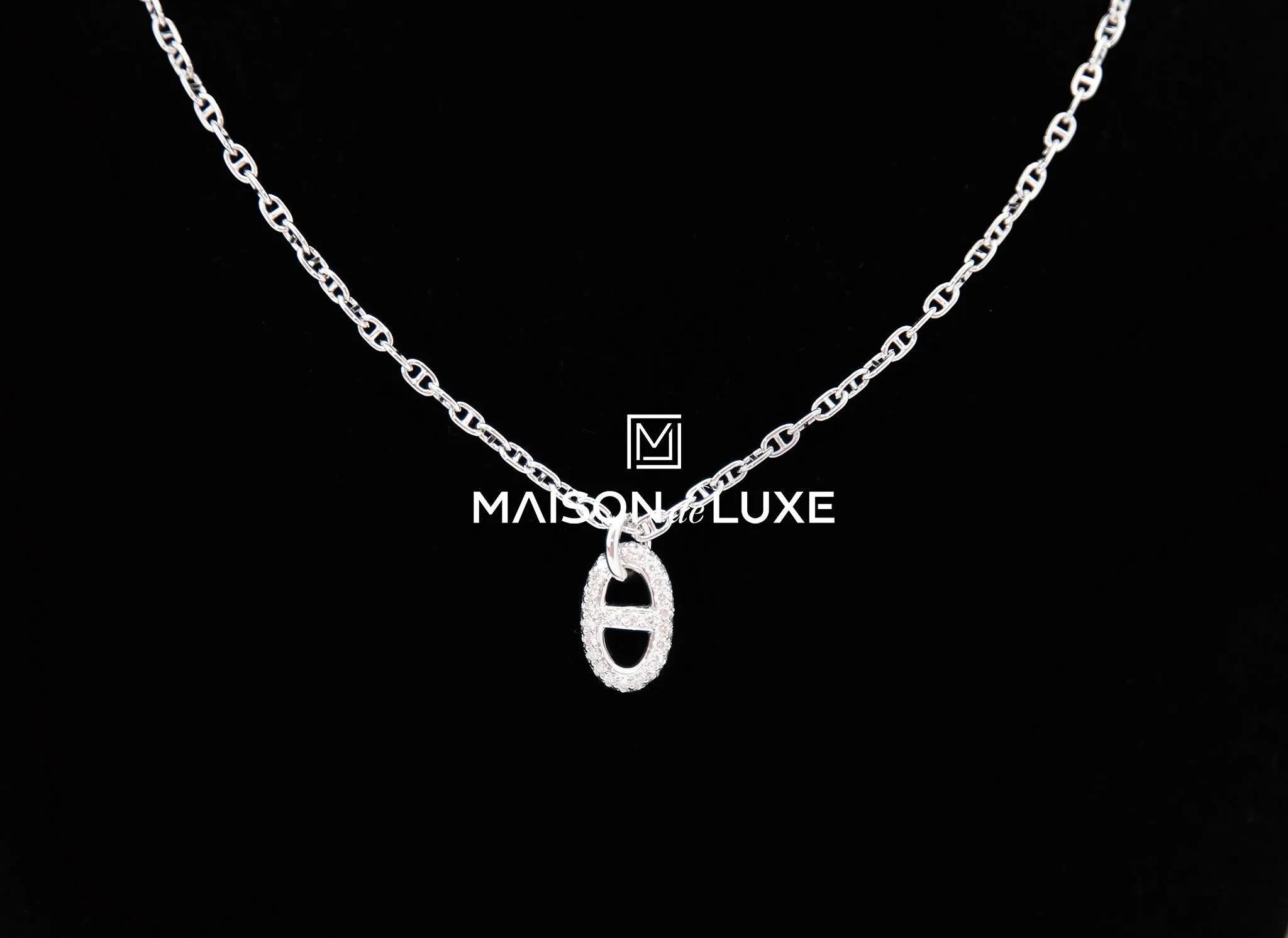 Hermes White Gold Diamond New Farandole Pendant Necklace