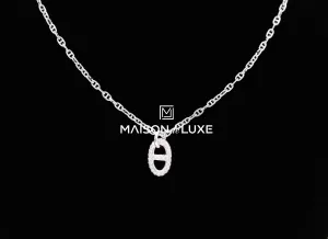 Hermes White Gold Diamond New Farandole Pendant Necklace