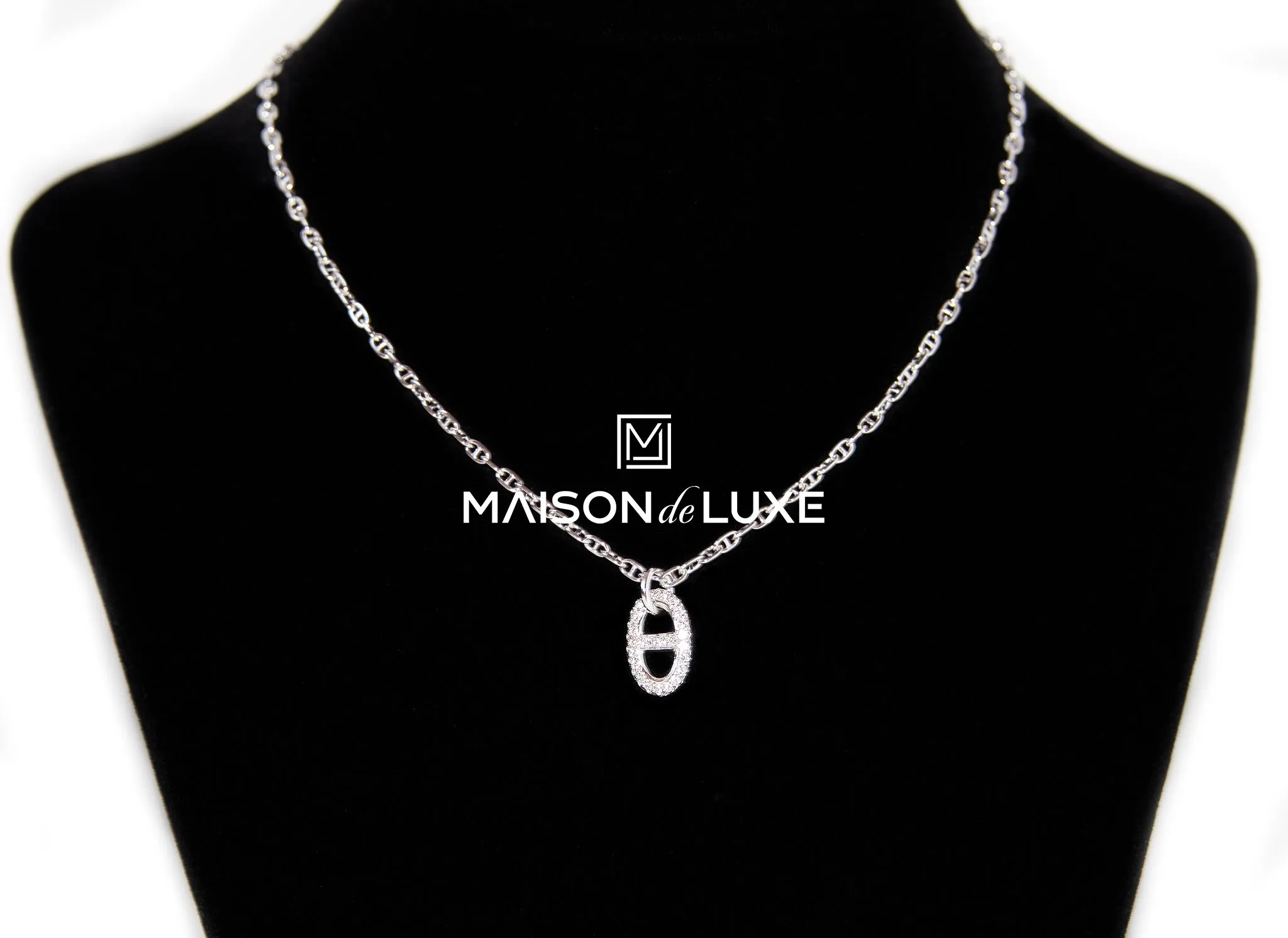 Hermes White Gold Diamond New Farandole Pendant Necklace