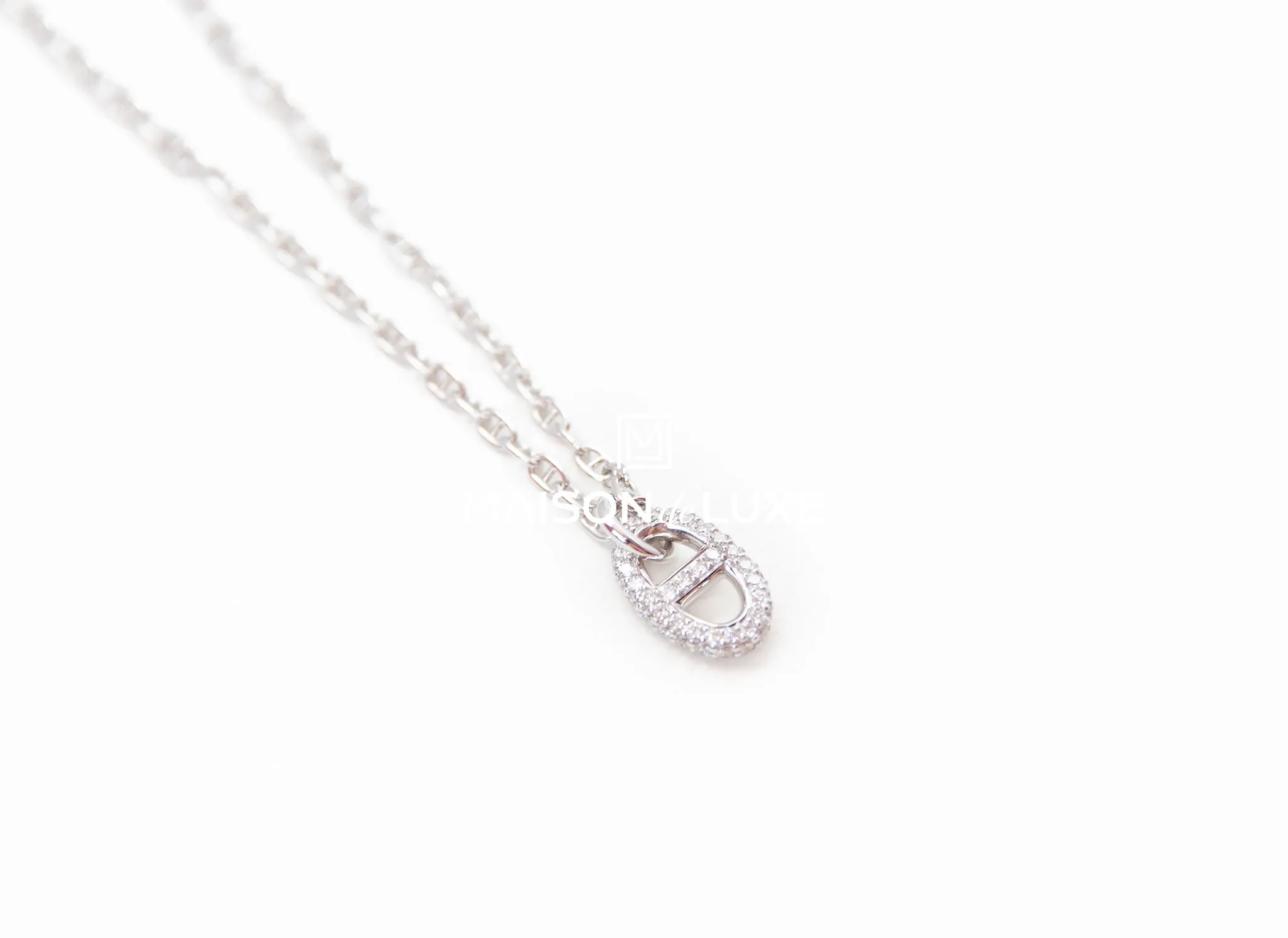 Hermes White Gold Diamond New Farandole Pendant Necklace