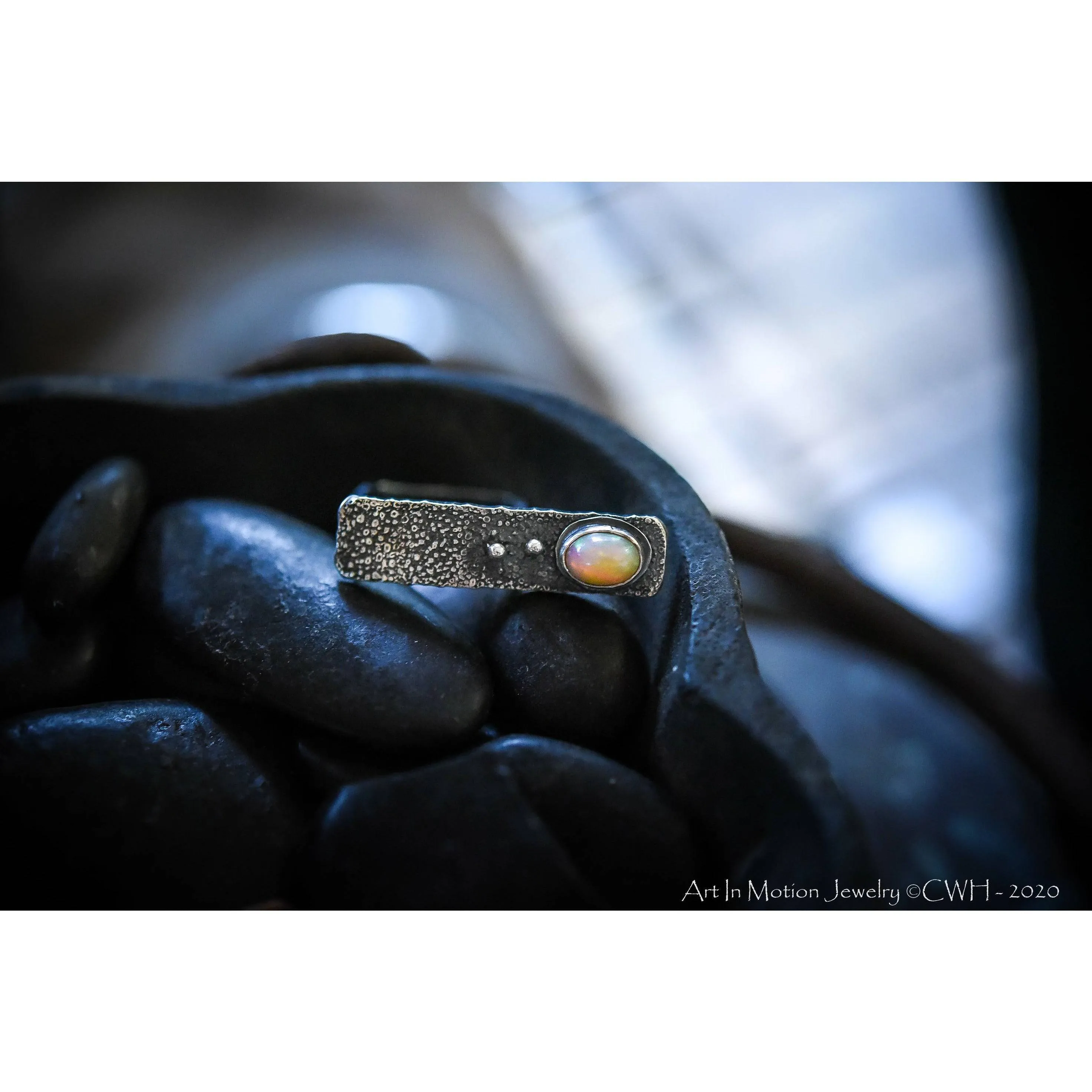 HIDDEN WONDERS COLLECTION - Opal Offset Modern Square Ring - Sterling Silver