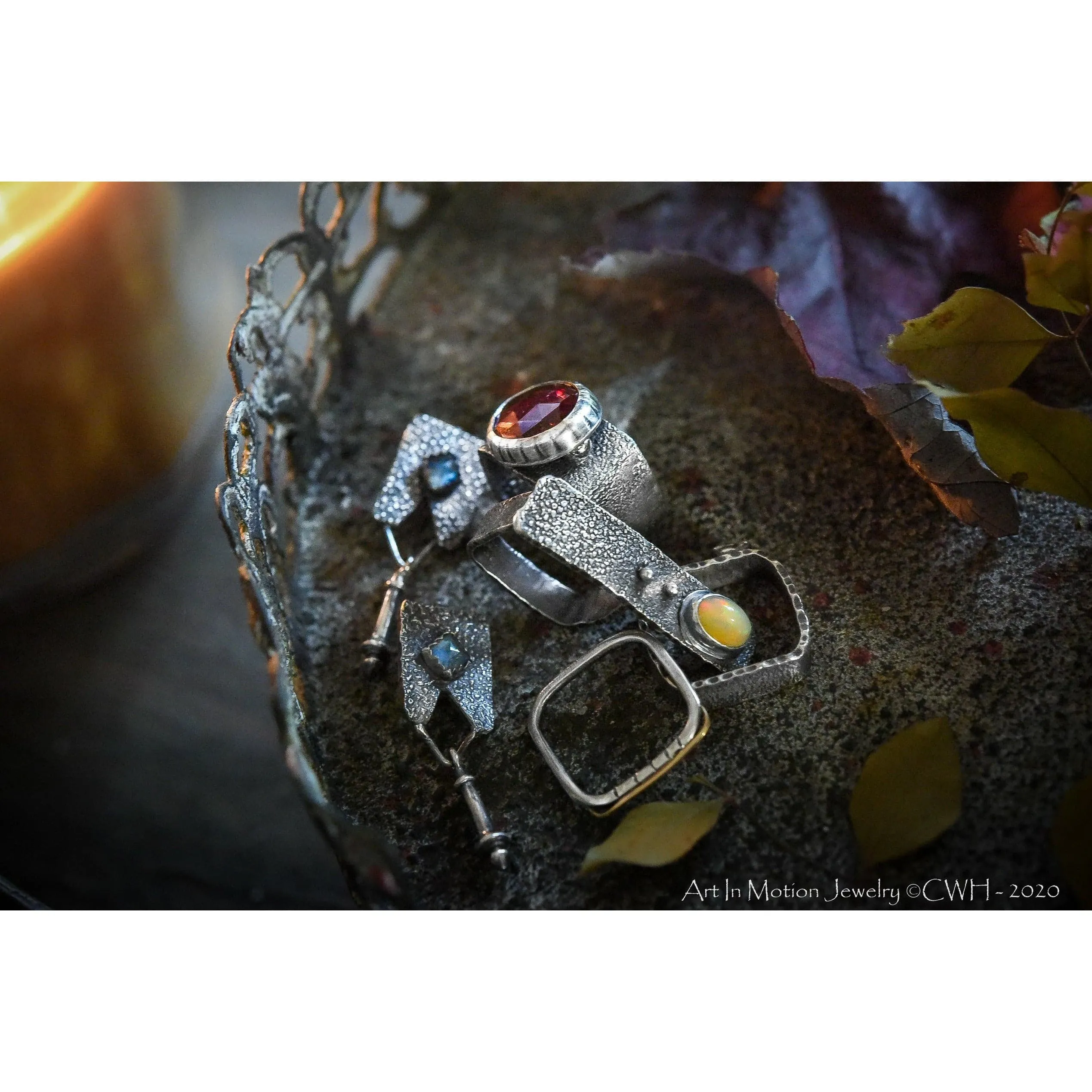 HIDDEN WONDERS COLLECTION - Opal Offset Modern Square Ring - Sterling Silver