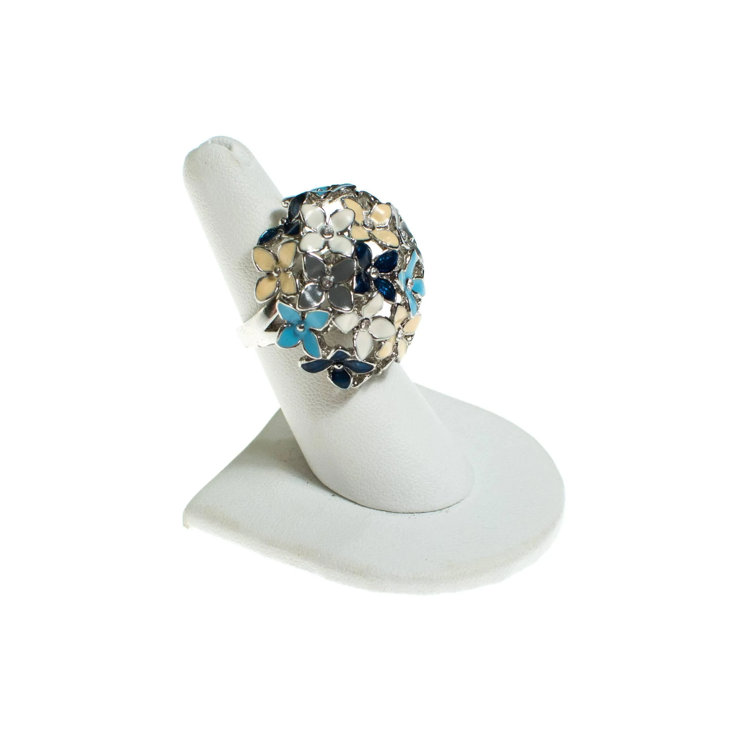 Huge Blue and White Flower Statement Ring